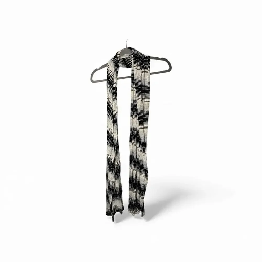 Old Navy Black White Striped Lightweight Rectangular Scarf